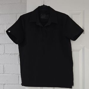 Figs Black Short Sleeve Polo Top Size Medium